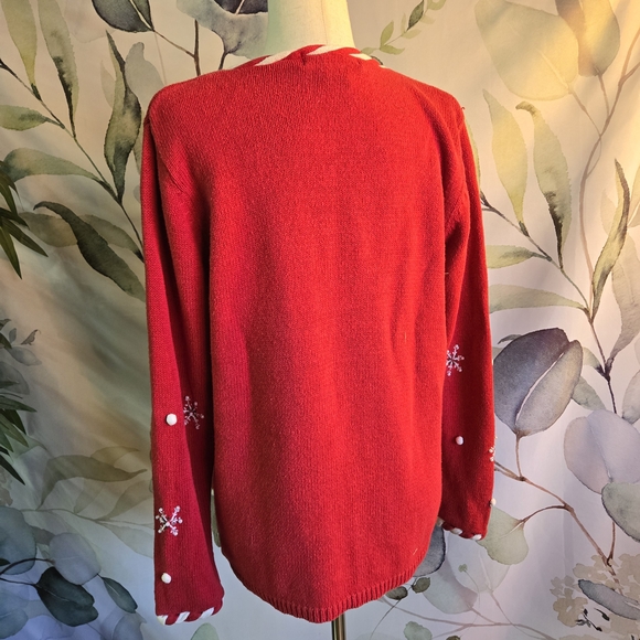 KIKIT | Vintage Adorable Snowman Sweater in Red sz M - Picture 6 of 11